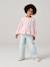 Girl's cotton gauze shirt aqua green+pale pink 
