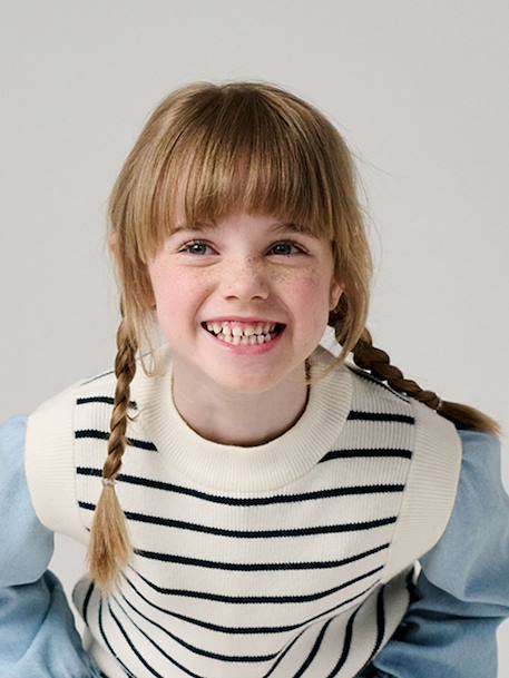 Sleeveless Jumper for Girls camel+ecru 