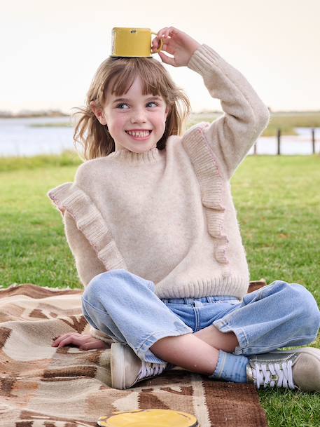Knitted Jumper for Girls ecru 