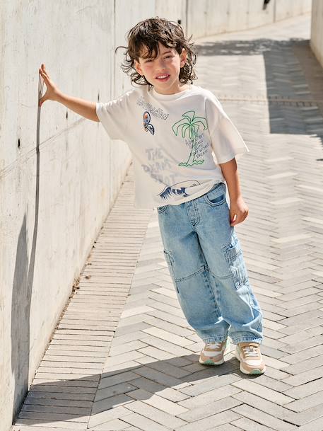 T-shirt with short sleeves and surf print ecru 