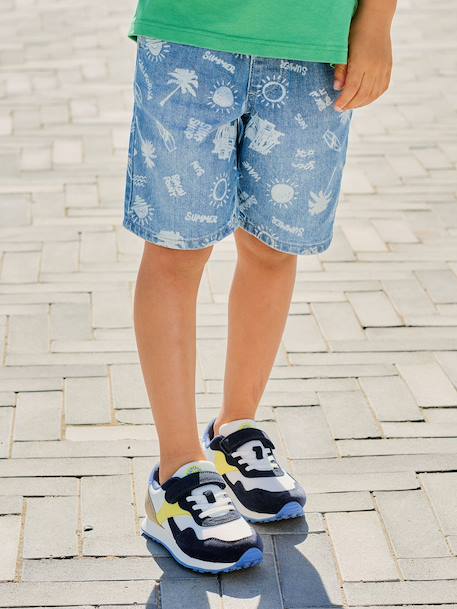 Easy-to-Slip-On Denim Bermuda Shorts for Boys denim grey+double stone+printed blue+stone+striped blue 