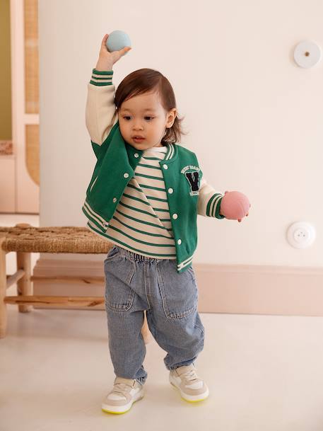 College-Style Jacket in Fleece for Babies green 