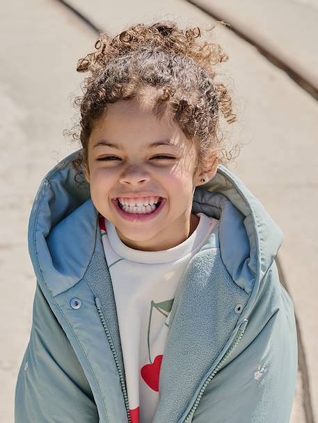 Girl's embroidered lightweight jacket grey green+hazel 