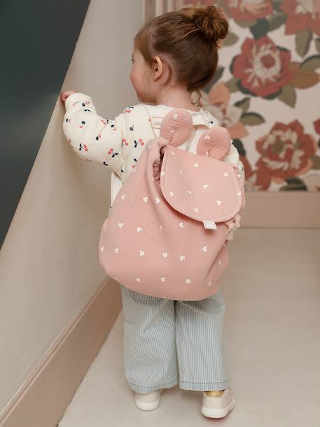 Pre-School Backpack in Cotton Gauze, Fun Ears multicoloured+night blue+rose+rosy+sage green+vanilla 