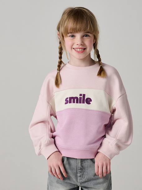 Colourblock Sweatshirt for Girls pale pink 