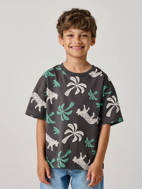Short-Sleeved T-Shirt for Boys anthracite+ecru+white 