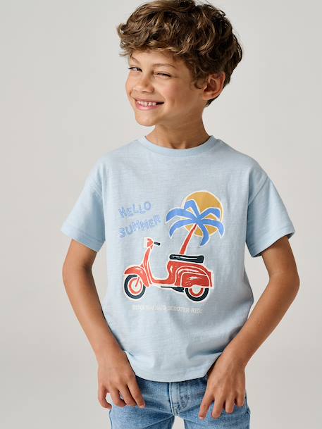 Boy's short-sleeved t-shirt anthracite+sky blue 