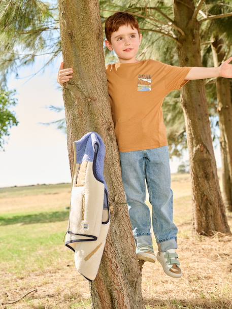 Boy's short-sleeved patterned T-shirt orange 