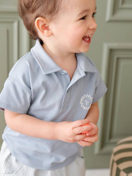 Boys' polo shirt and trouser set striped blue 