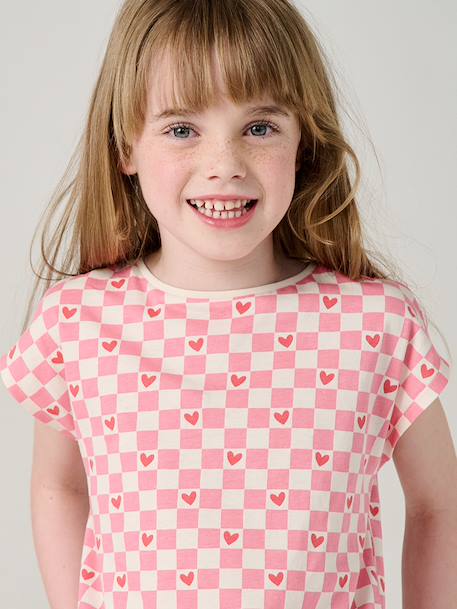 Printed T-Shirt for Girls lavender+rose+white 