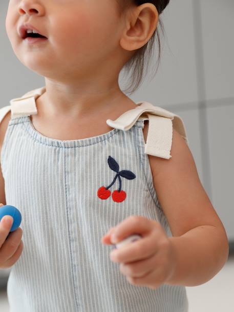Girls' cotton playsuit striped blue 