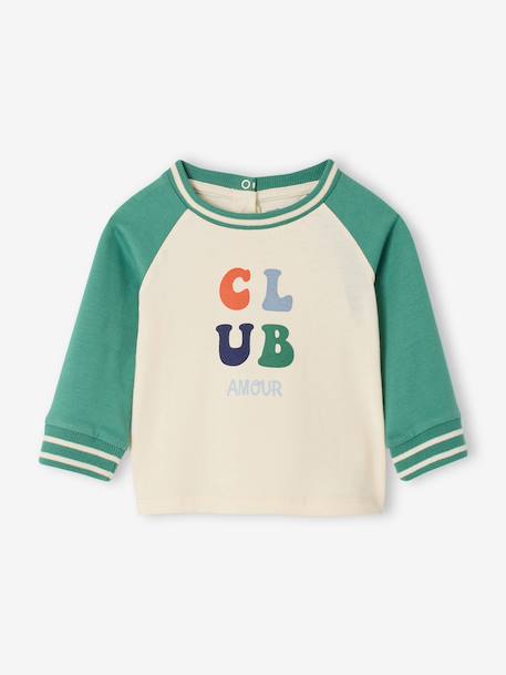Organic cotton long-sleeved 'cool baby' T-shirt for babies green+mustard 