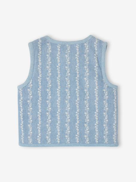 Denim flower sleeveless cardigan for babies stone 