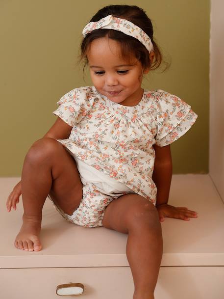 Baby dress set with culotte-style briefs and bandeau ecru 