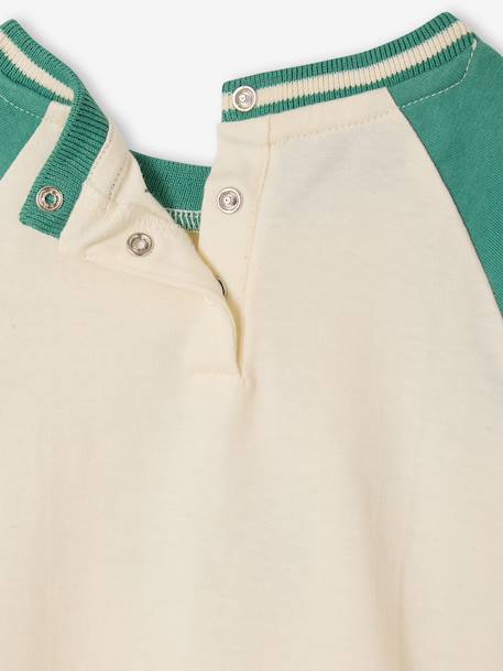 Organic cotton long-sleeved 'cool baby' T-shirt for babies green+mustard 