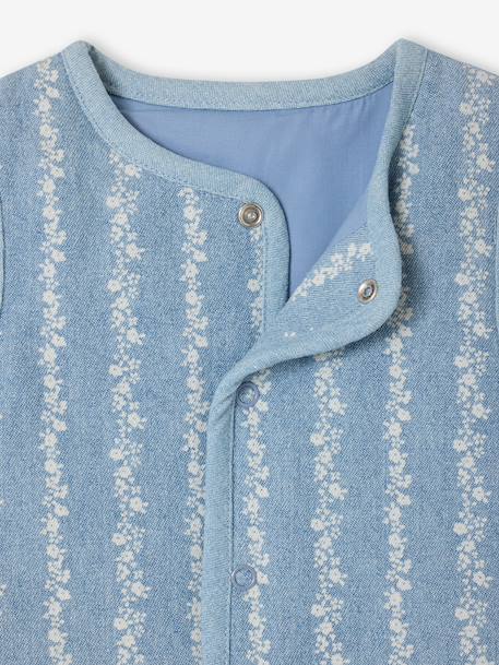 Denim flower sleeveless cardigan for babies stone 