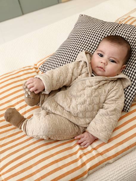 Baby playsuit in jersey marl beige 