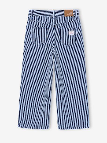 Girl's wide-leg striped trousers striped blue 