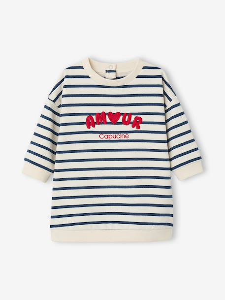 Customisable baby dress and leggings set striped navy blue 