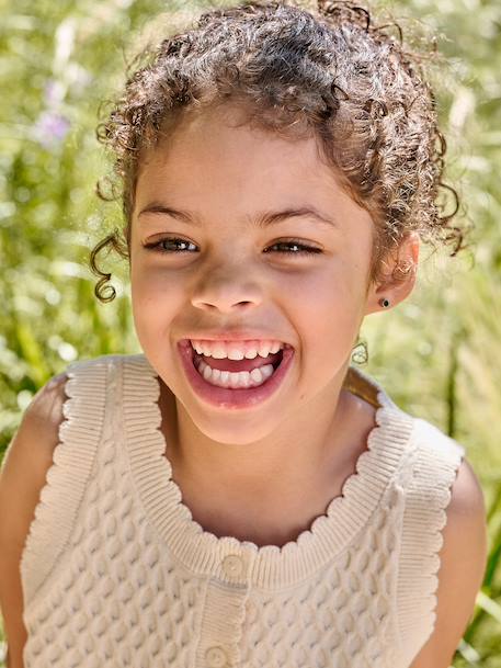 Girl's sleeveless knitted cardigan vanilla 