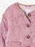 Girl's sherpa-lined quilted jacket anthracite+rose 