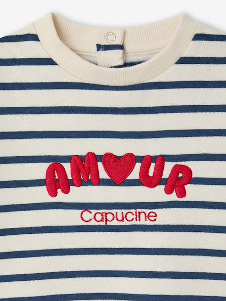 Customisable baby dress and leggings set striped navy blue 