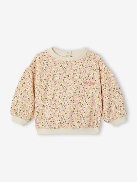 Printed Sweatshirt in Fleece, for Babies vanilla 