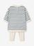 Customisable baby dress and leggings set striped navy blue 