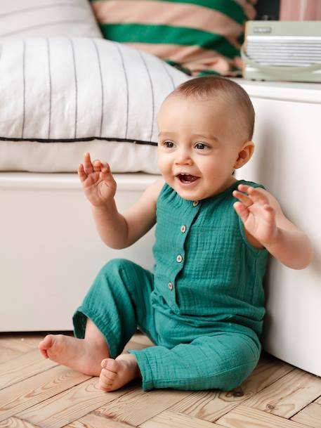 Cotton Gauze Jumpsuit emerald green 