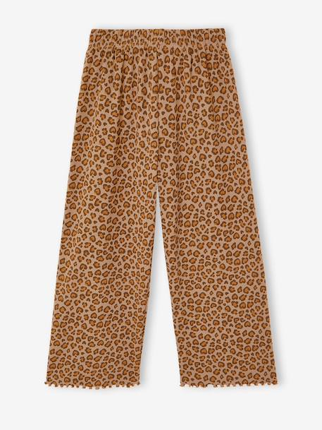 Girls' ribbed knit leggings beige+ecru+printed white 