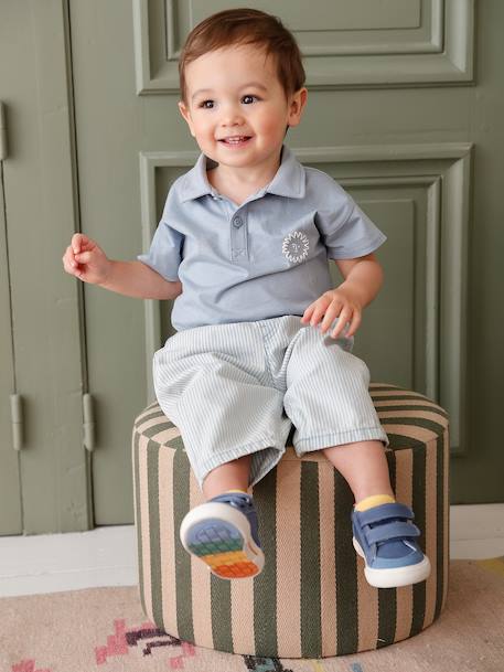 Boys' polo shirt and trouser set striped blue 