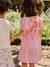 Gingham girl's dress with bows on the back coral 