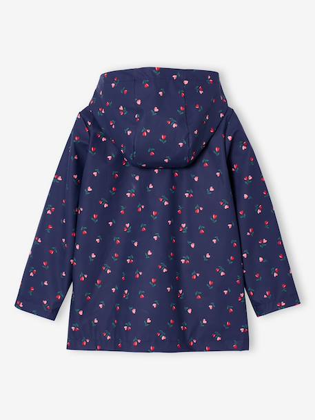 Printed hooded raincoat for girls multicoloured+navy blue+vanilla 
