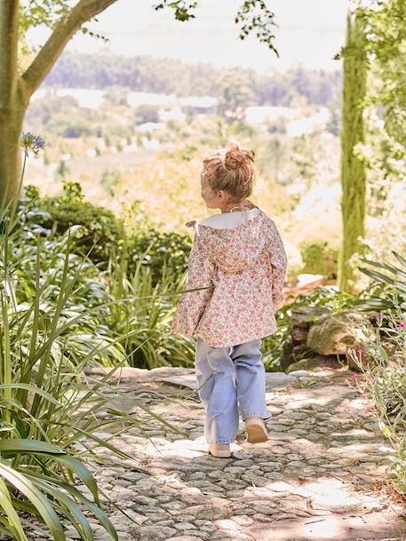 Printed hooded raincoat for girls multicoloured+navy blue+vanilla 