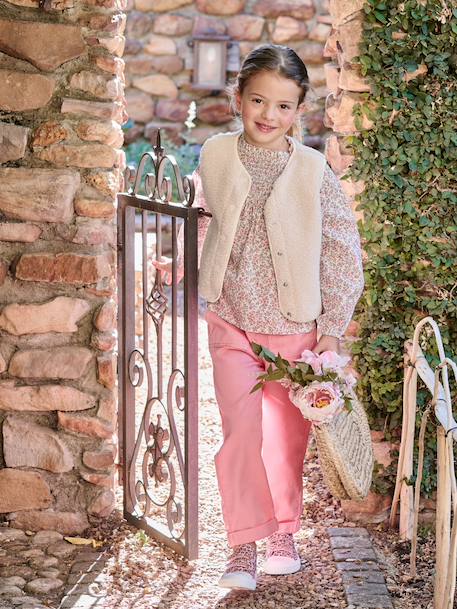 Leopard Print Waistcoat in Sherpa brown+ecru 