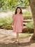 Gingham girl's dress with bows on the back coral 