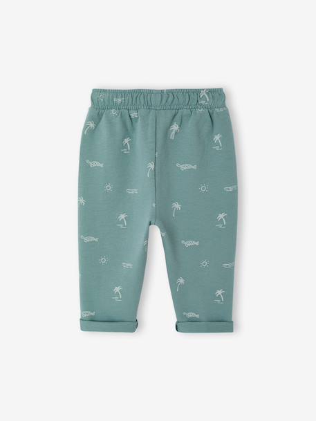 Printed Fleece Trousers for Babies cappuccino+emerald green+sage green 