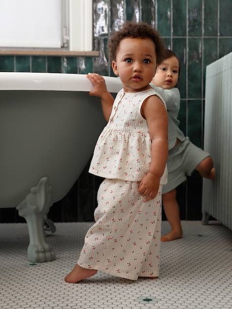 Top & Wide-Leg Trouser Set for Babies ecru 