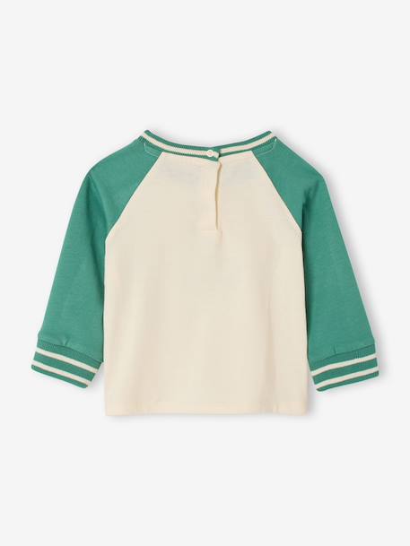 Organic cotton long-sleeved 'cool baby' T-shirt for babies green+mustard 