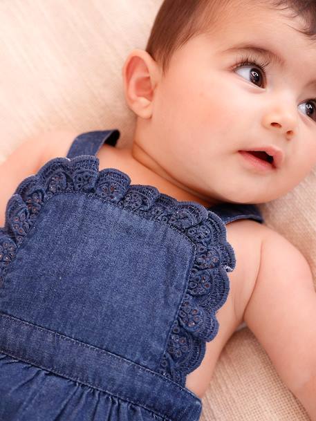 Girl's denim romper stone 