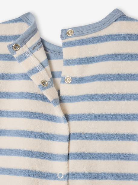Terry Cloth Shorts + T-Shirt Ensemble for Babies striped blue+taupe 