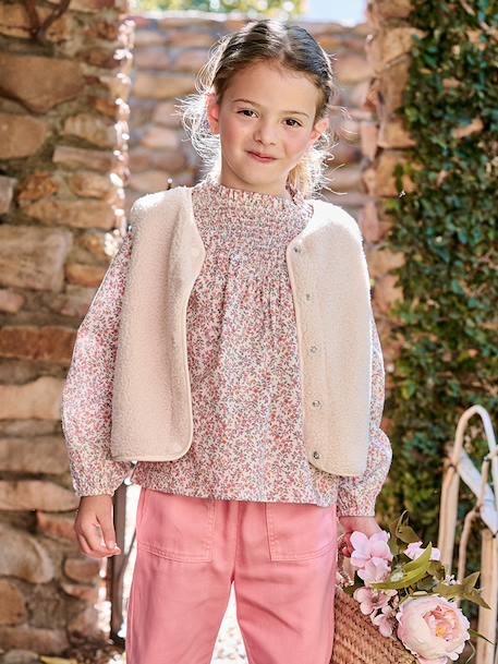 Leopard Print Waistcoat in Sherpa brown+ecru 