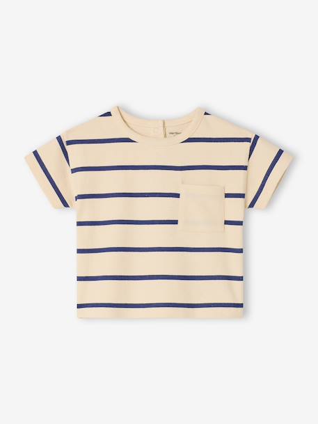 Striped cotton baby T-shirt striped blue 