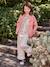 Girl's wide-leg trousers with frills ecru+lilac 