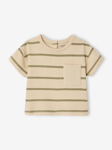 Striped cotton baby T-shirt striped green 