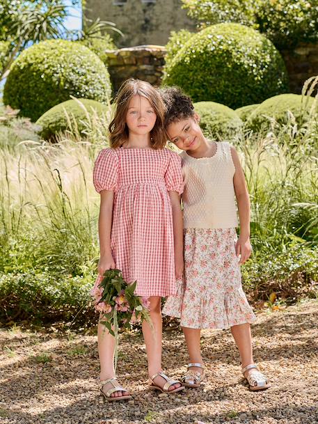 Printed Midi Skirt for Girls ecru 