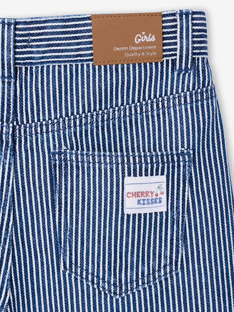 Girl's wide-leg striped trousers striped blue 