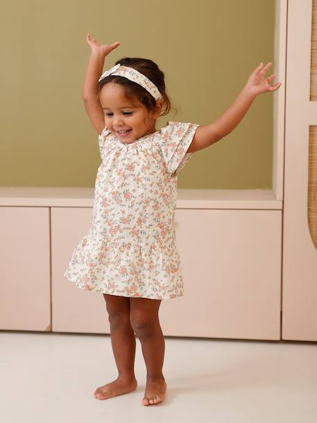 Baby dress set with culotte-style briefs and bandeau ecru 