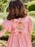 Gingham girl's dress with bows on the back coral 