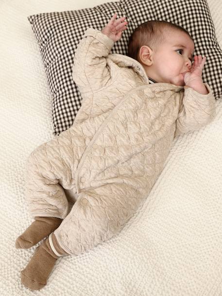 Baby playsuit in jersey marl beige 